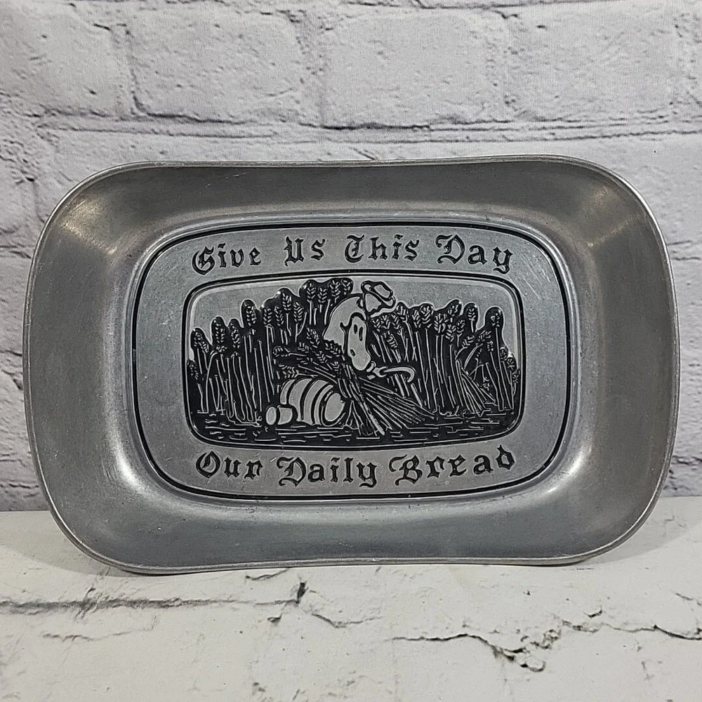 Wilton Armetale RWP Pewter Bread Tray Platter Give Us This Day Our Daily Bread